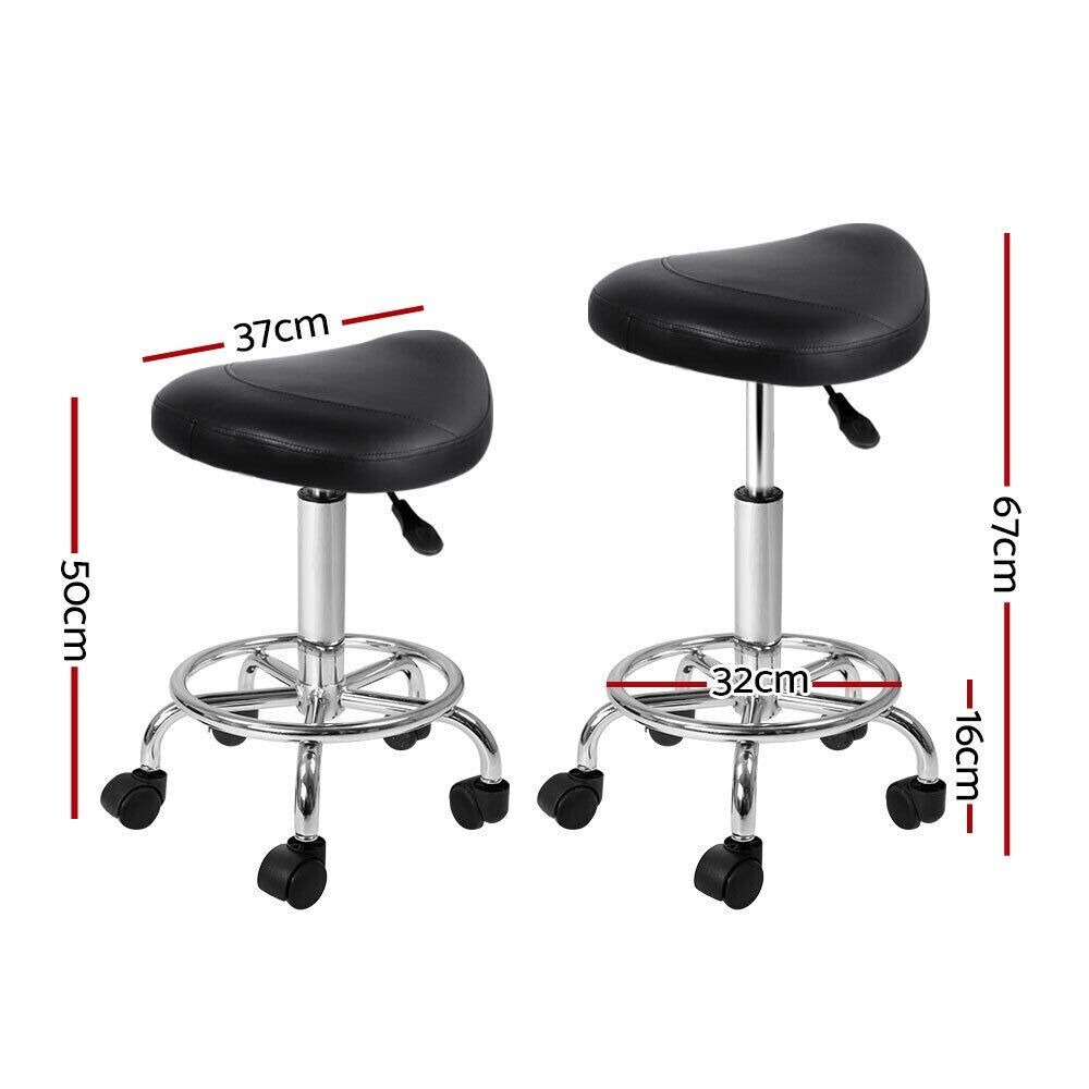 Artiss 2x Salon Stool Saddle Swivel Chair