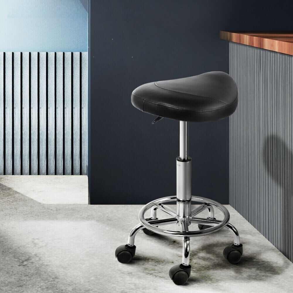 Artiss 2x Salon Stool Saddle Swivel Chair