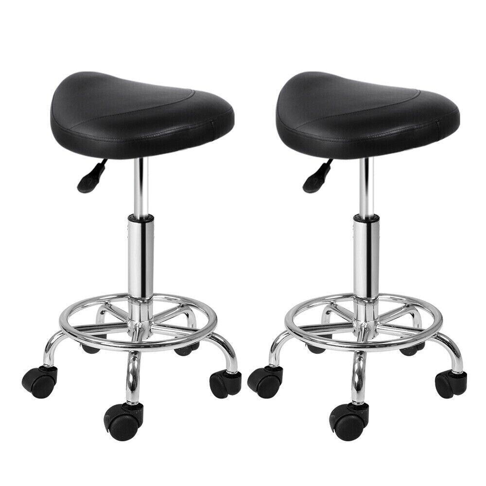 Artiss 2x Salon Stool Saddle Swivel Chair