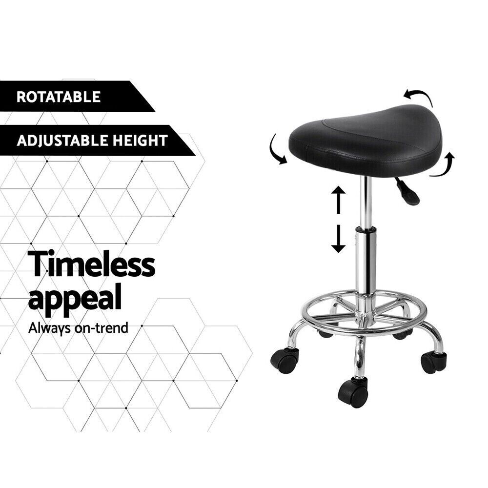 Artiss 2x Salon Stool Saddle Swivel Chair