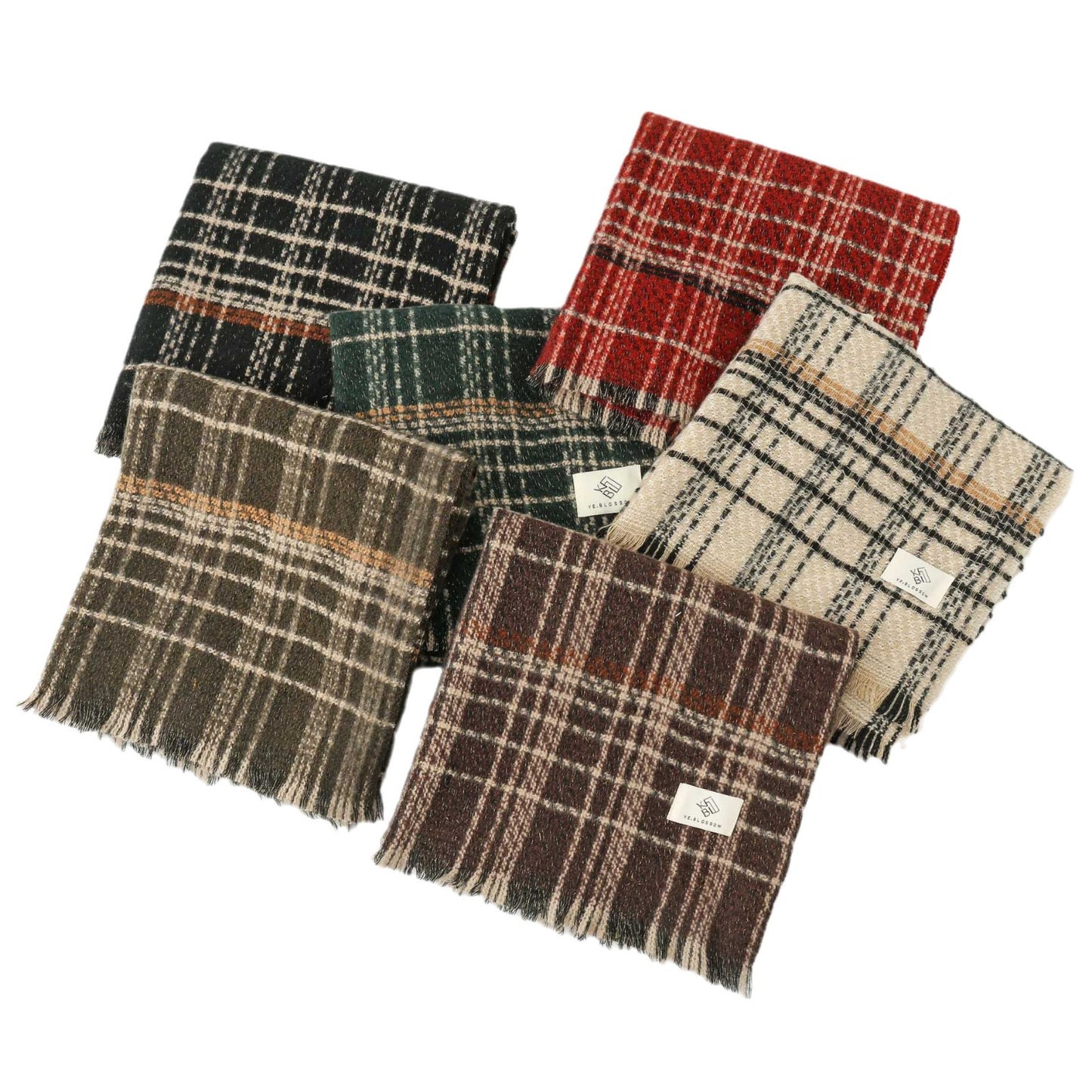 Red Chic Plaid Winter Scarf - Large Soft Polyester Shawl Wrap with Tassels, Korean Inspired Fashion