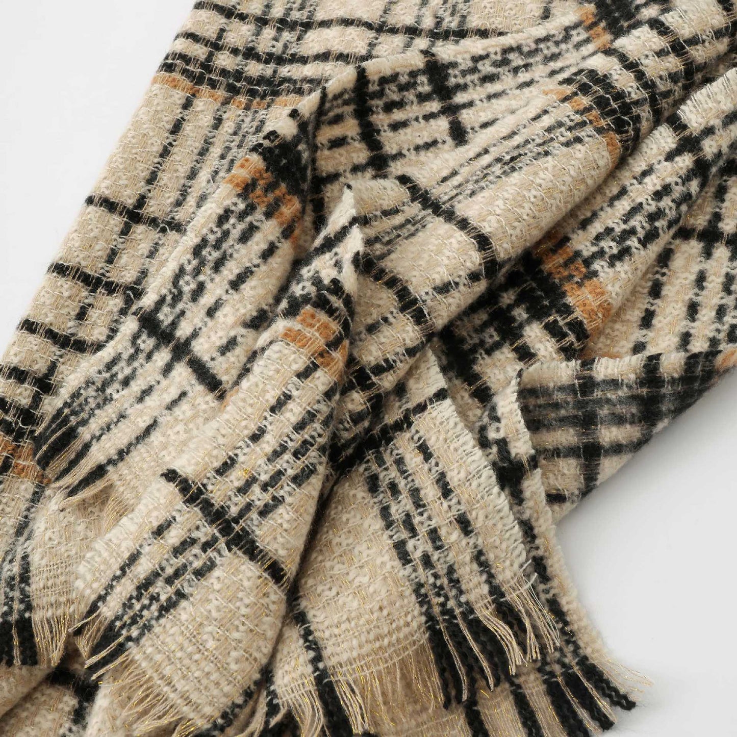 Red Chic Plaid Winter Scarf - Large Soft Polyester Shawl Wrap with Tassels, Korean Inspired Fashion