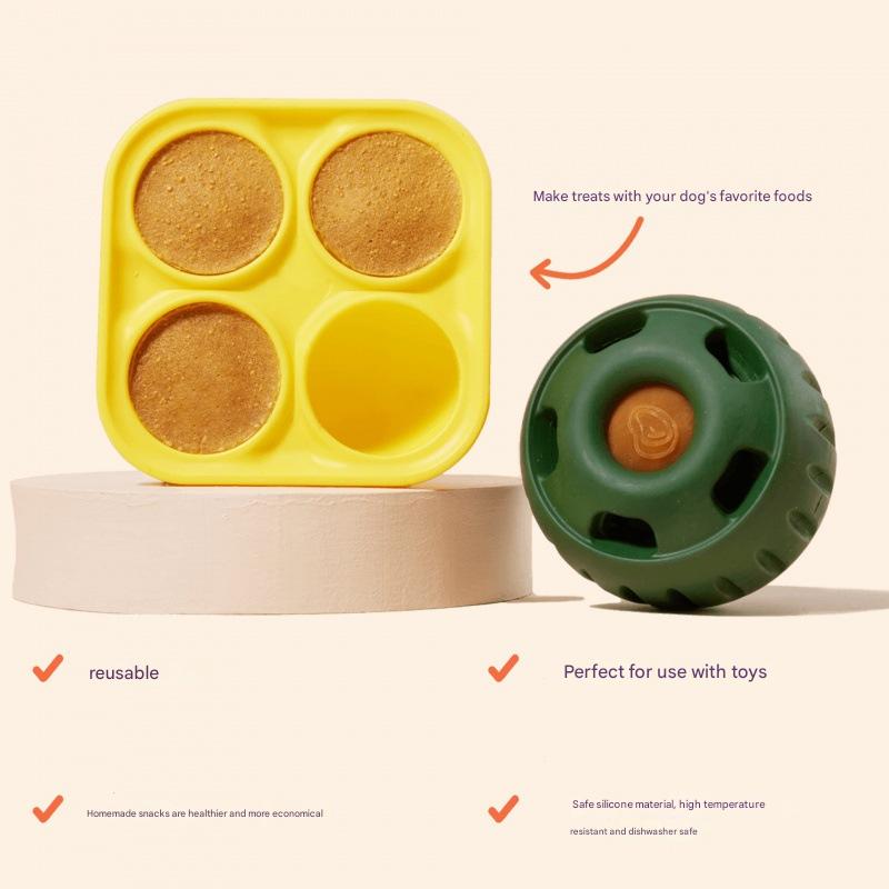 nteractive Dog Treat Dispensing Ball & Silicone Treat Mold Set - Durable, Dishwasher Safe(orange)