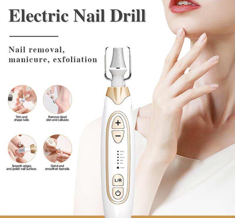 Professional Electric Manicure & Pedicure Kit - 5 Speeds, LED Light(Pale pink)