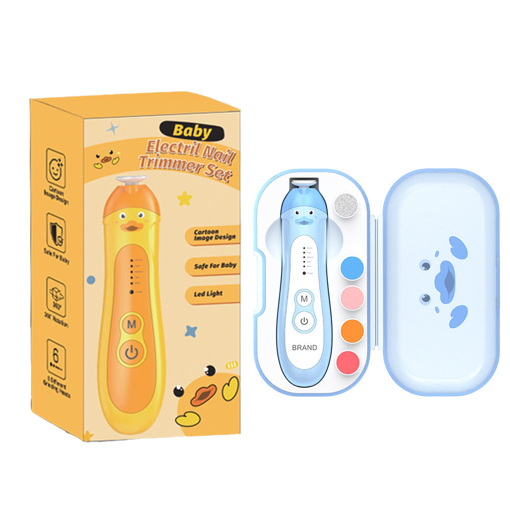 Baby & Adult Electric Nail Trimmer Kit - 6 Heads, 5 Speeds, 360deg Rotation, with Storage Case(Orange)