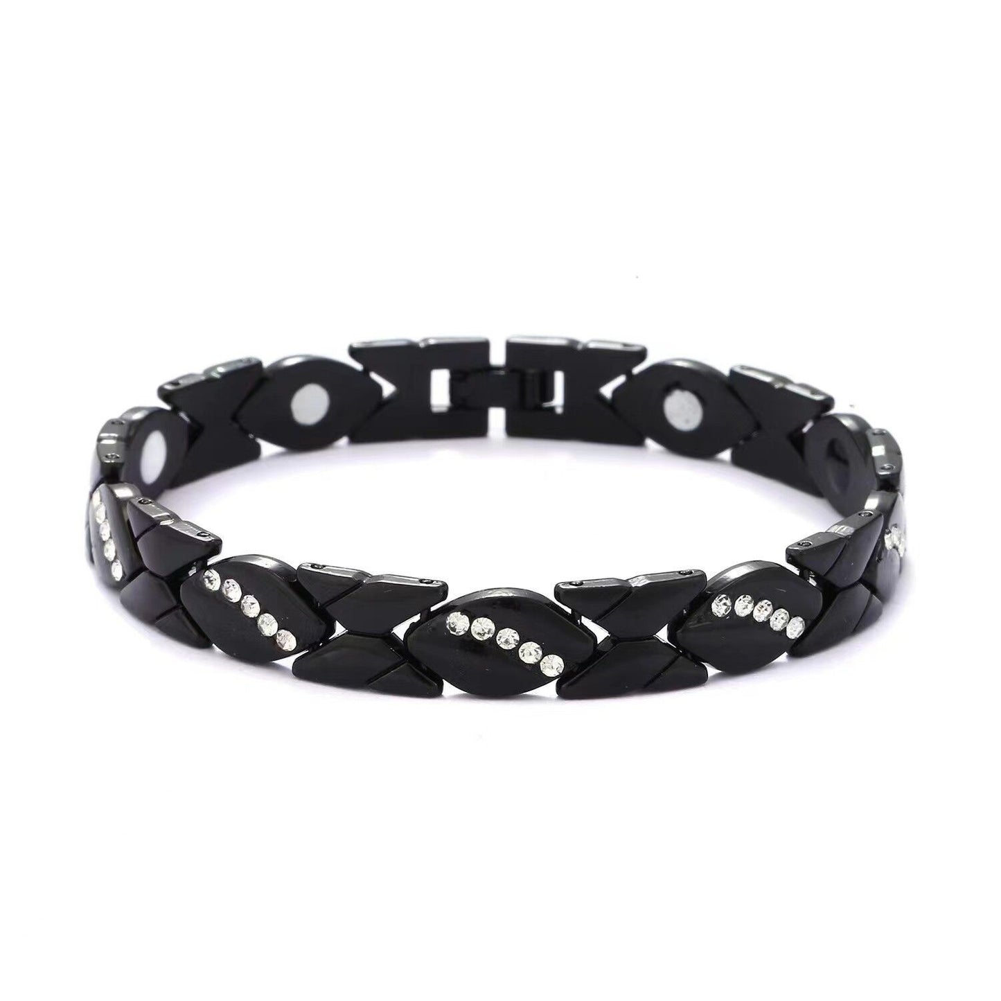 Christmas gift Stylish Ancient Copper Magnetic Therapy Bracelet with Diamond Accents - Enhance Health & Elegance（Rose gold）