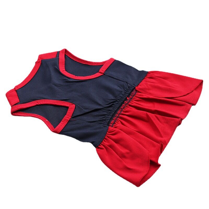 Pet products 2-Piece Dog Summer Dress Set - Team Spirit & SUPER ADORABLE Designs, Red White Stripes & Navy Blue, Peter Pan Collar, Cute Fit for Dogs（M）