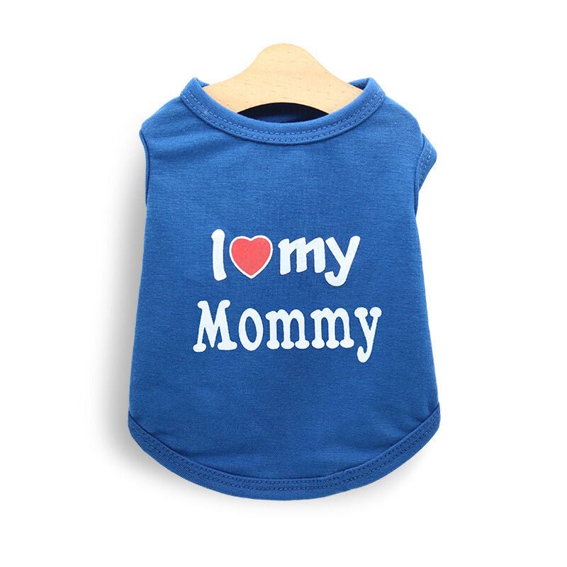 Pet products 4-Piece Pet Vest Set for Summer - Includes 4 Versatile Vests with I ❤️ my Mommy Message, Lightweight Breathable Fabric Perfect for Dogs and Cats in Warm Weather（S）
