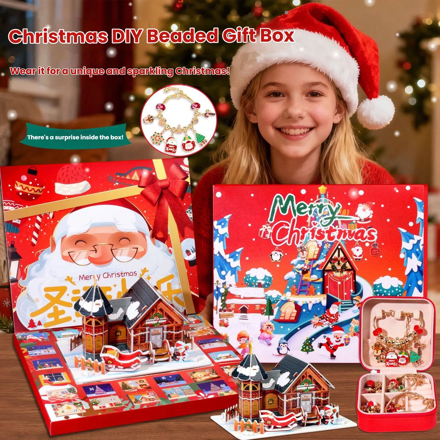 Christmas DIY Jewelry & Craft Advent Calendar(M-27,20*17*1.3cm)