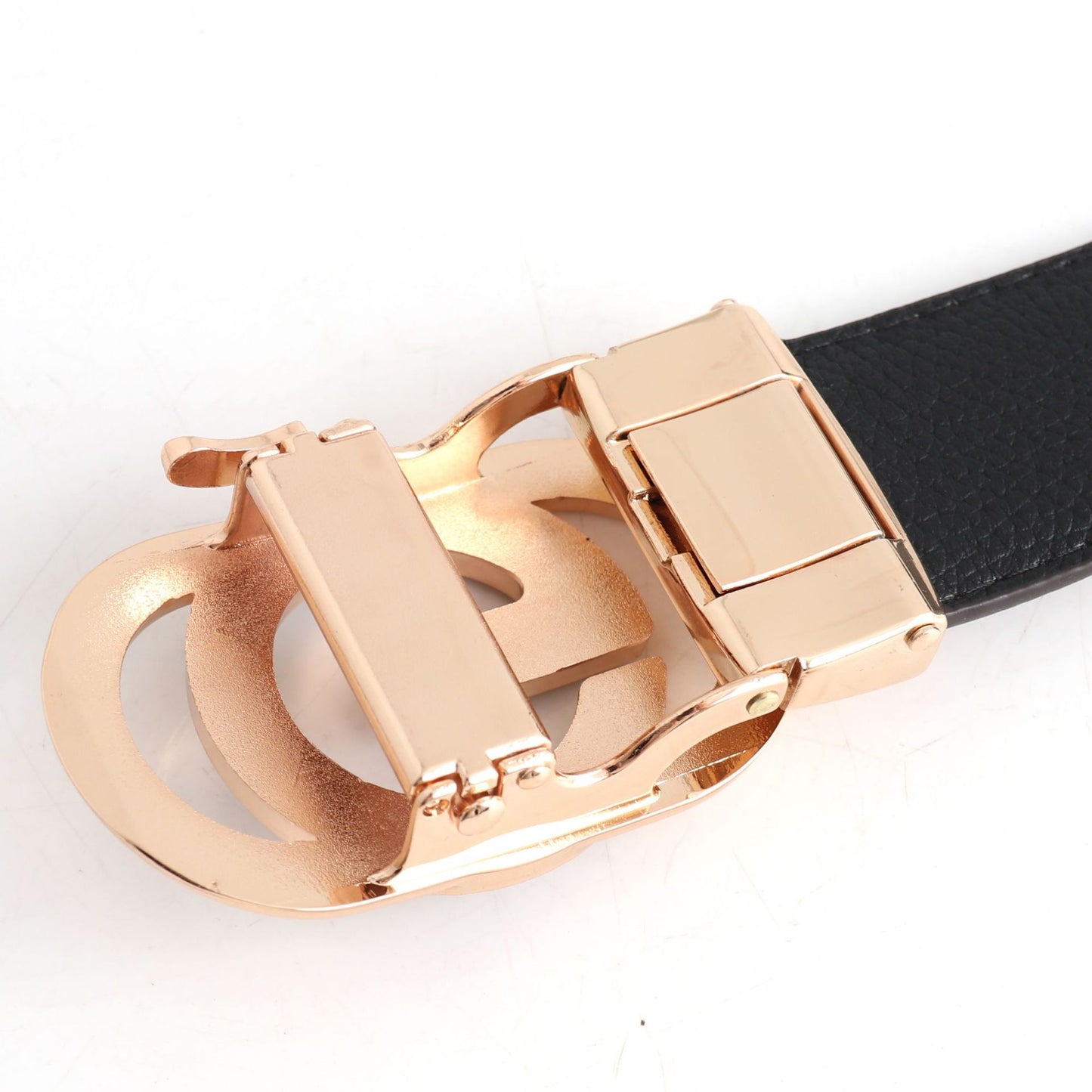 Luxury Designer Style PU Leather Belt,Automatic Buckle(G leather coffee ribbon + gold buckle)